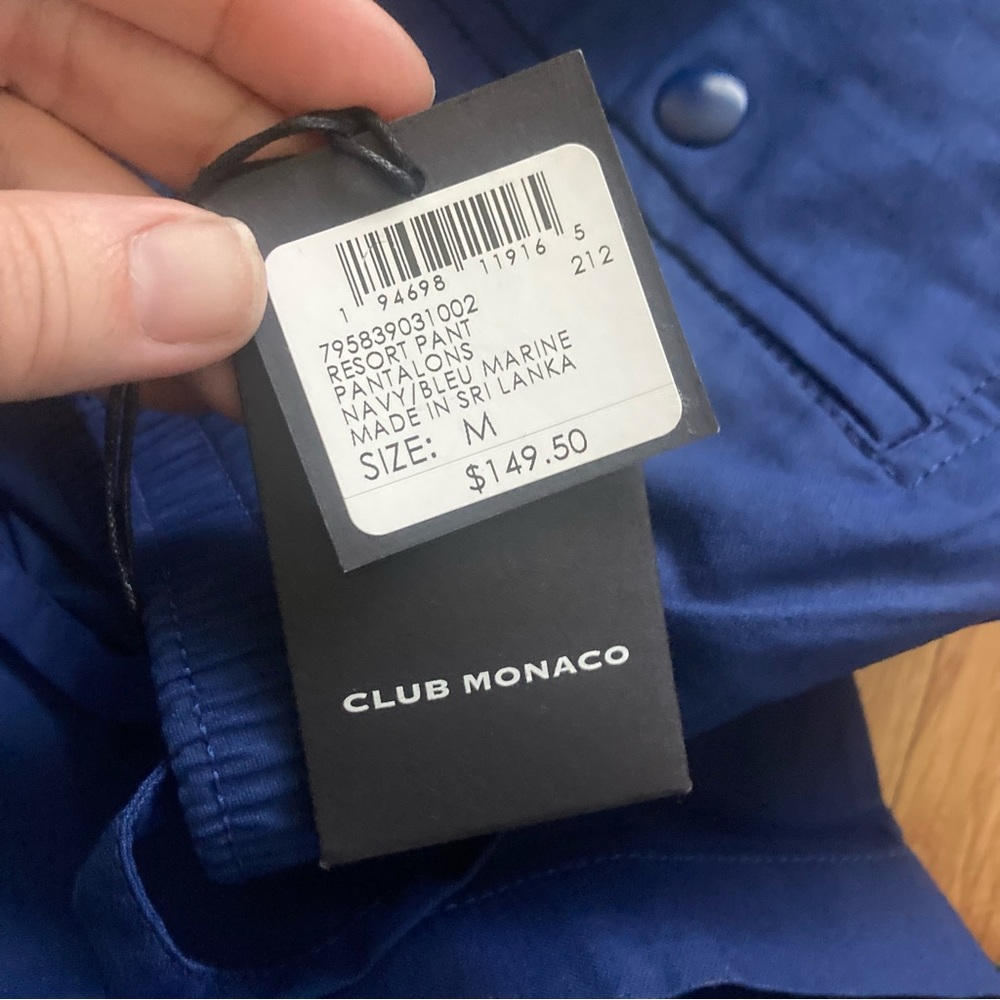 NWT Club Monaco Men’s Resort Cotton Pants in Navy/Bleu Marine Sz Medium - Picture 8 of 9